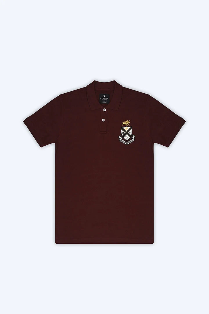 Wine Embroidered Badge Polo