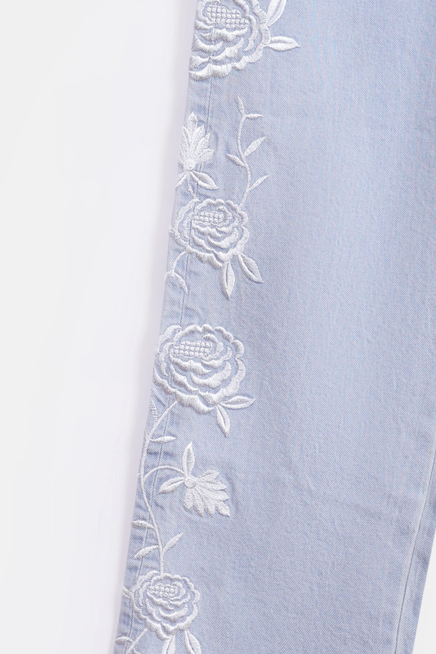 Straight Wide Leg Embriodered Jeans - Cougar Clothing