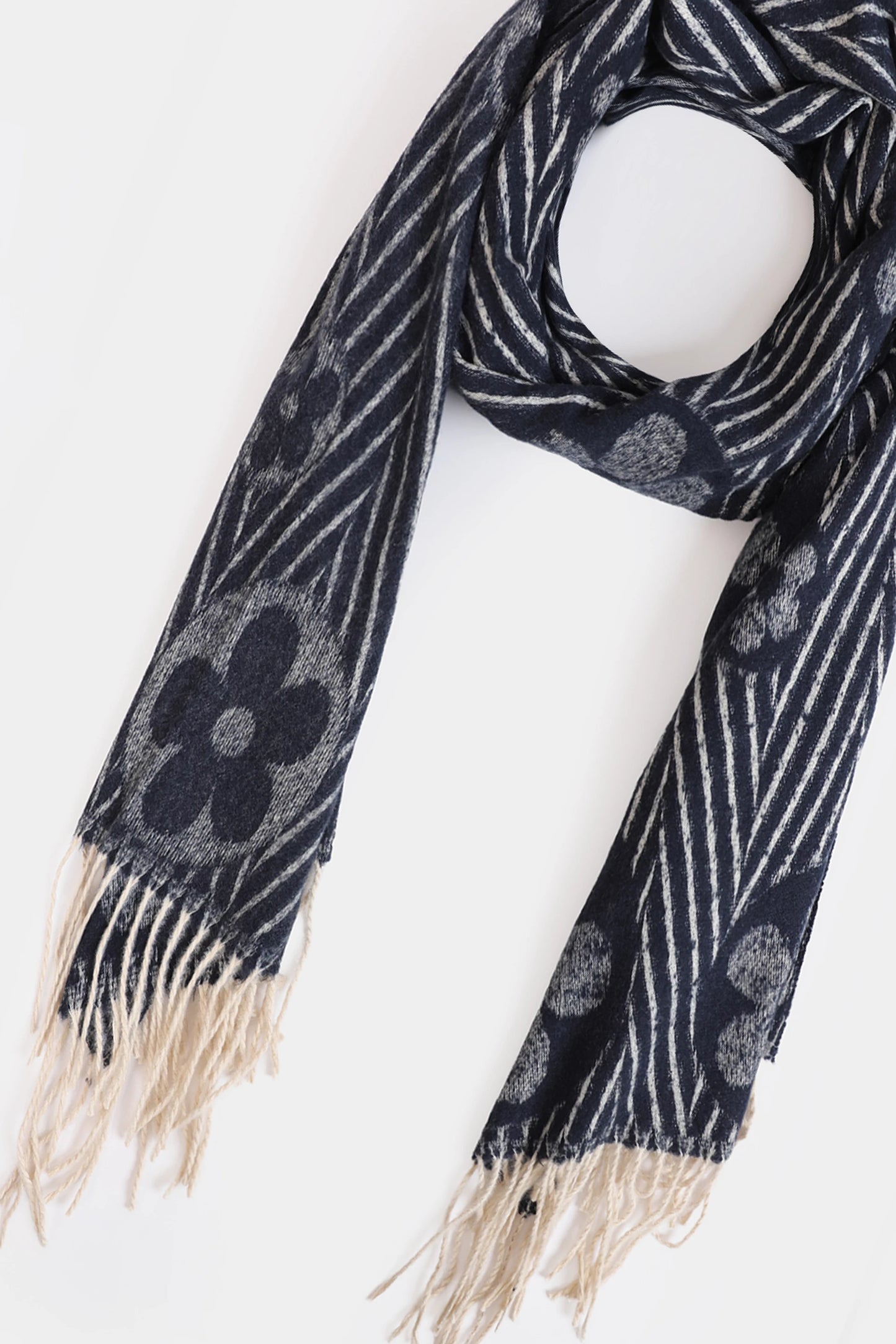 Contrast Striped Knit Shawl