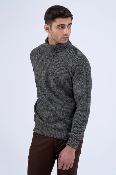 Black Knitted High Neck Sweater