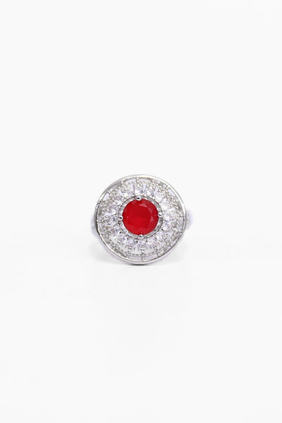 Round Shape Red Stone Ring