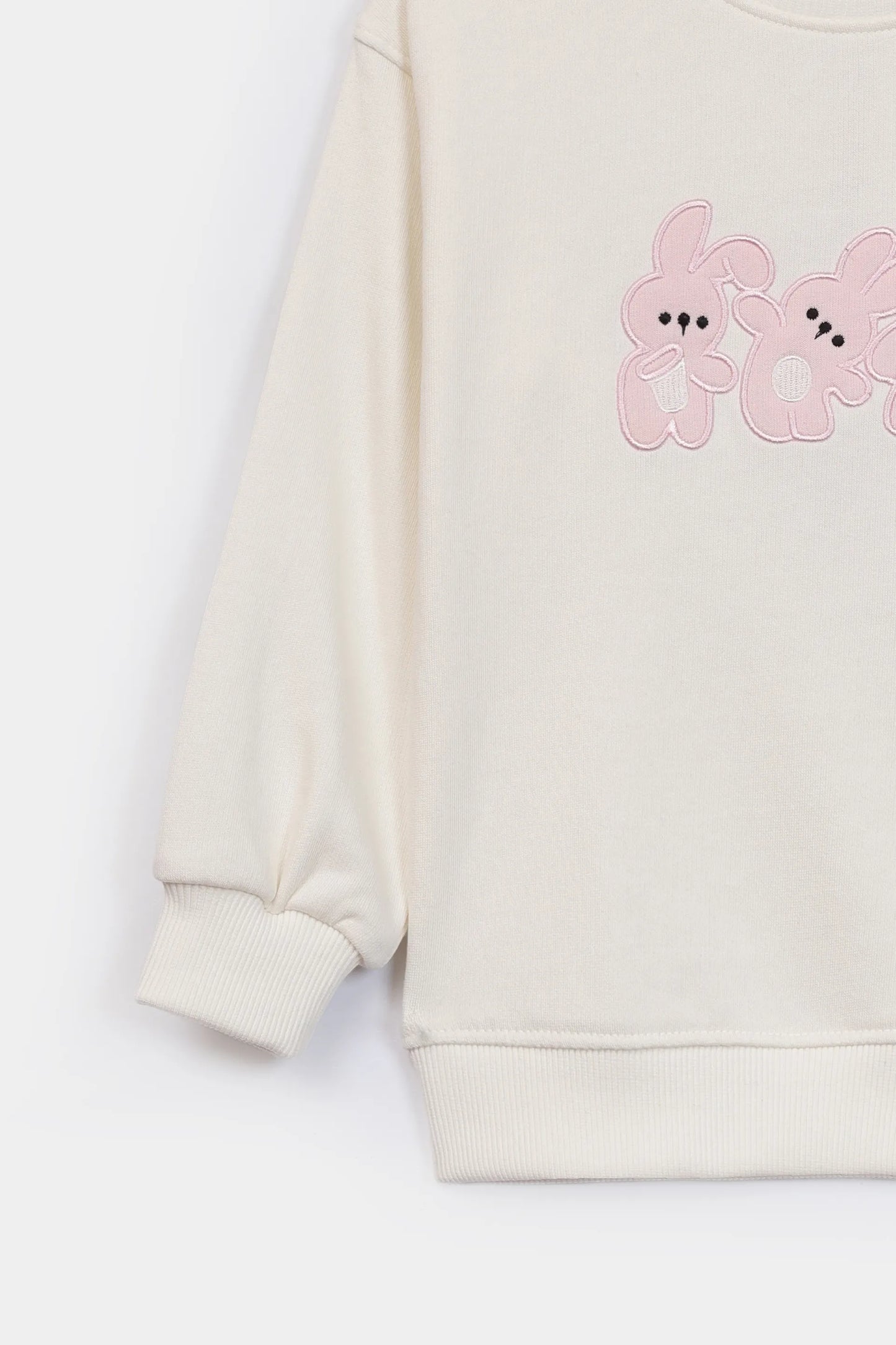 Terry Sweatshirt With Bunny Appliques - Cougar Clothing
