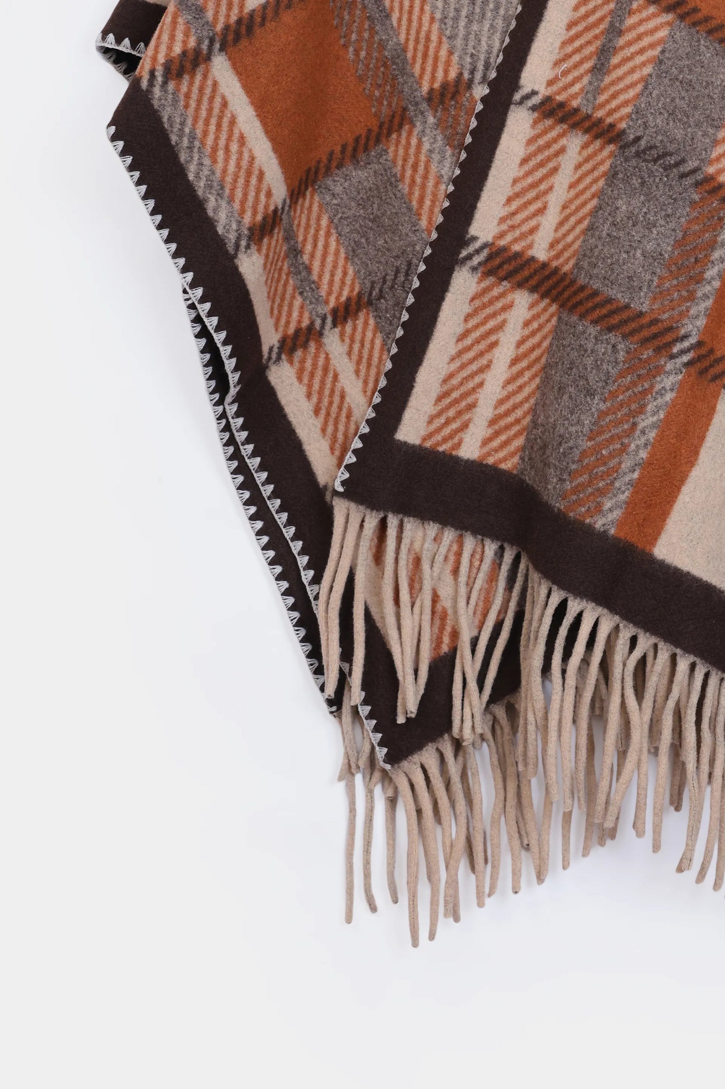 Checkered Knit Cape Shawl - Cougar Clothing