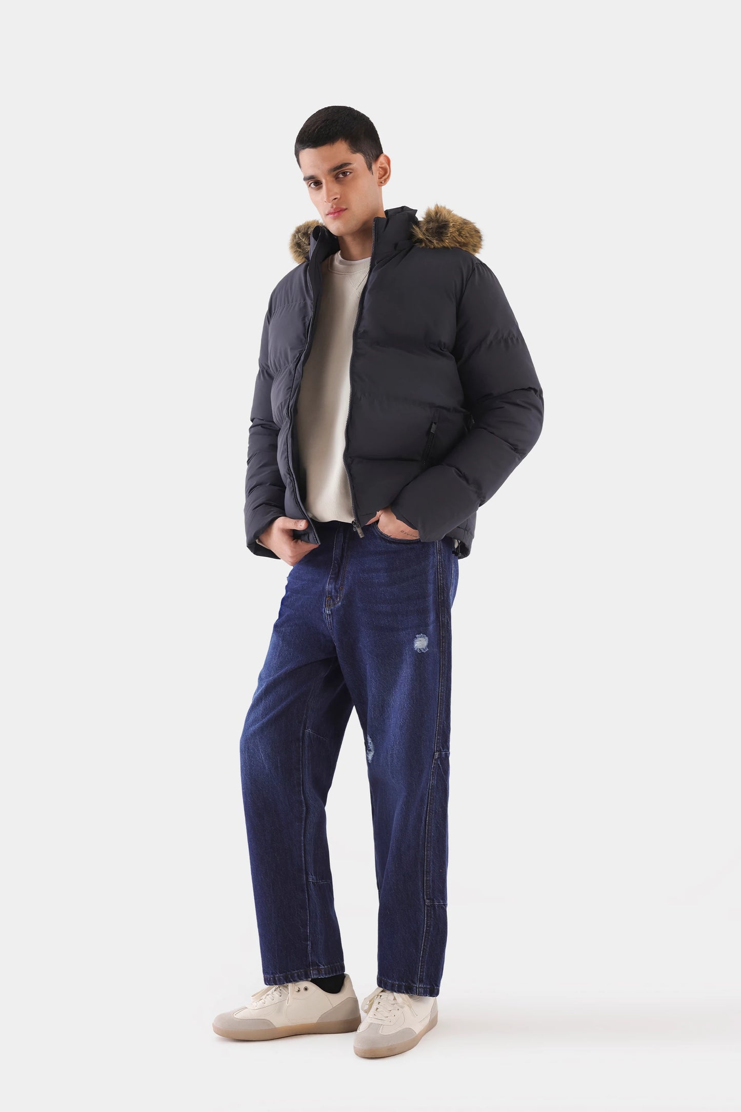 Faux Fur Quilted Puffer Jacket