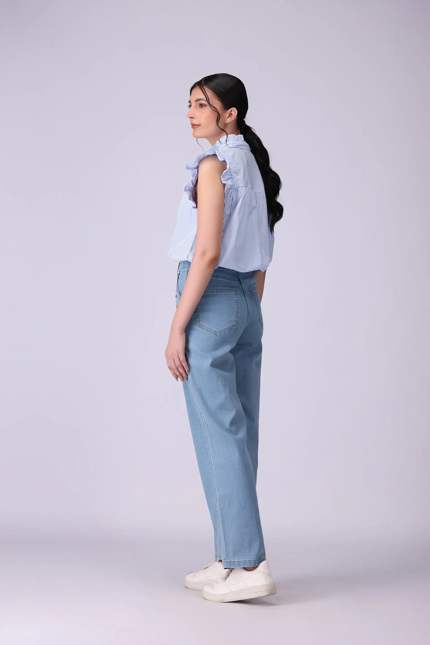 Button-Front Frilled Top - Cougar Clothing