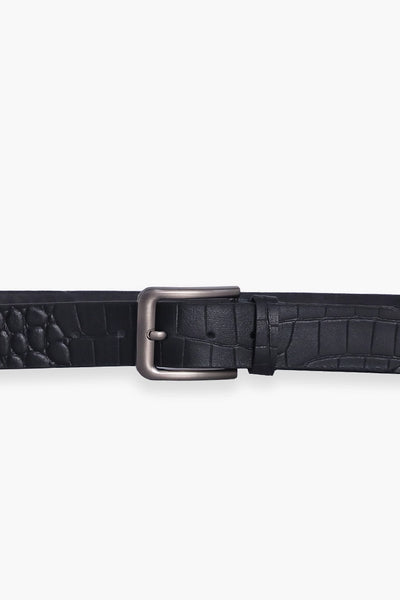 Black Textured Leather Belt