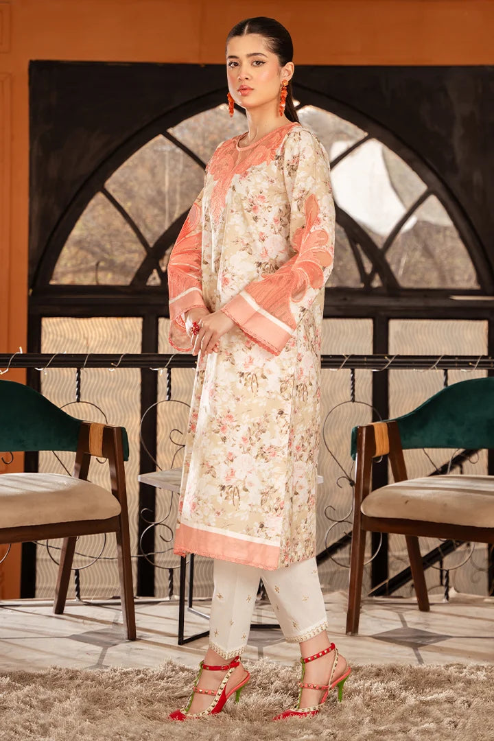 Digital Printed Kurti With Applique Embroidery