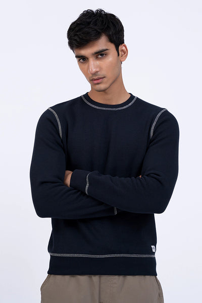 Dark Navy Contrast Stitch Sweatshirt