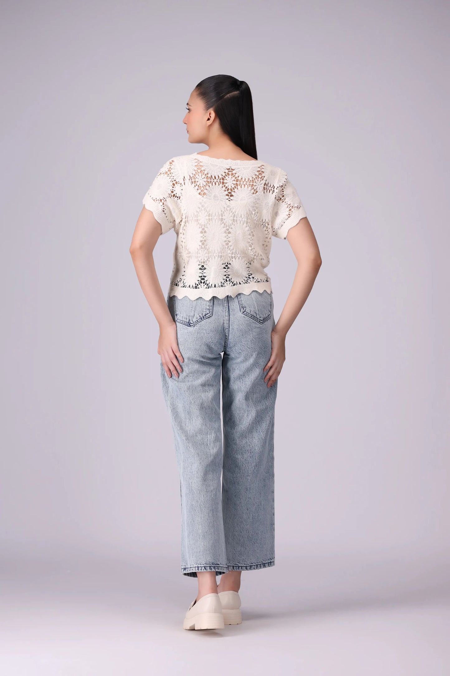 Crochet Knit Crop Cardigan - Cougar Clothing