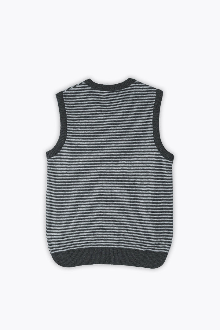 Grey Striped Vest Sweater