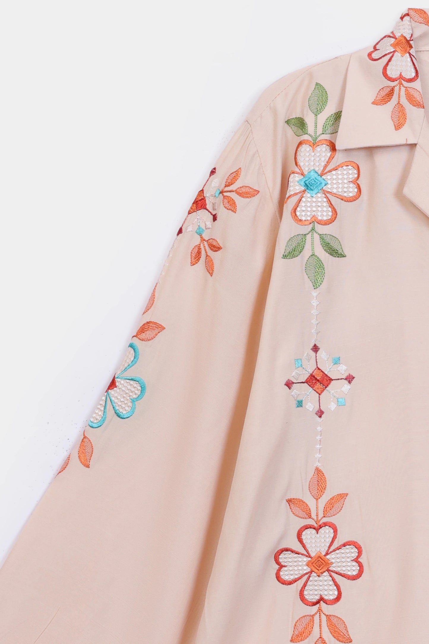 Raw Silk Embroidered Button Down - Cougar Clothing