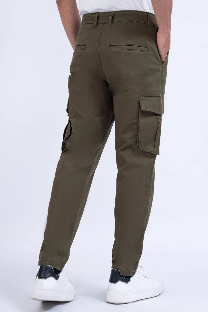 Olive Cargo Slim Fit Trousers
