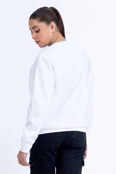 White Graphic Oversized Sweatshirt