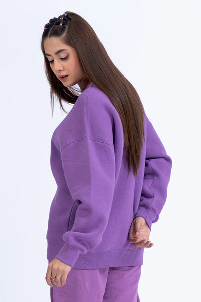 Purple Crew Neck Graphic Sweatshirt