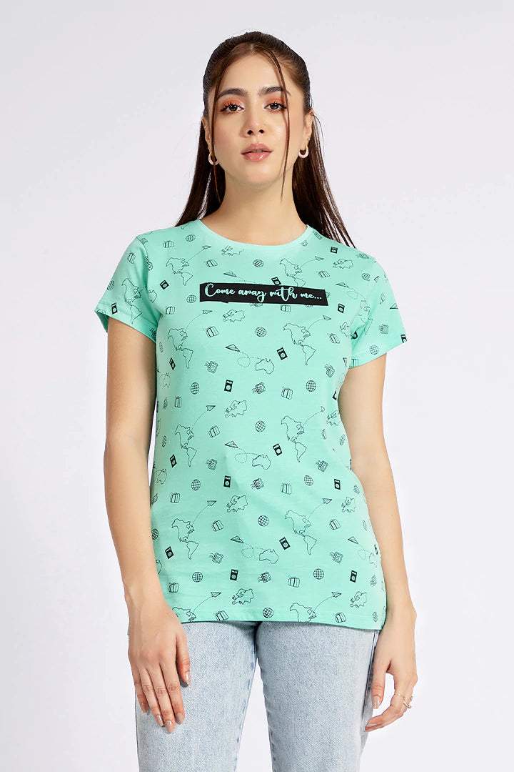 Mint Green Printed T-Shirt