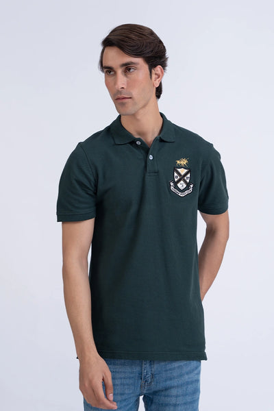 Green Embroidered Badge Polo