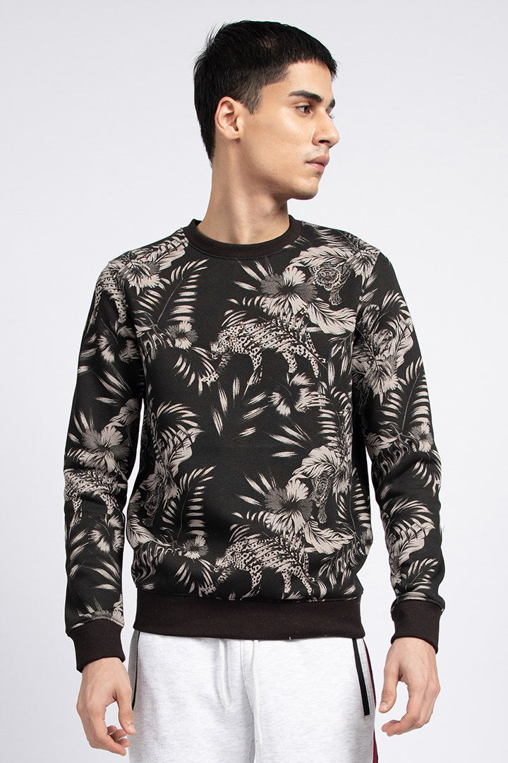 Buy Black Men's Printed Sweatshirt Online from Cougar