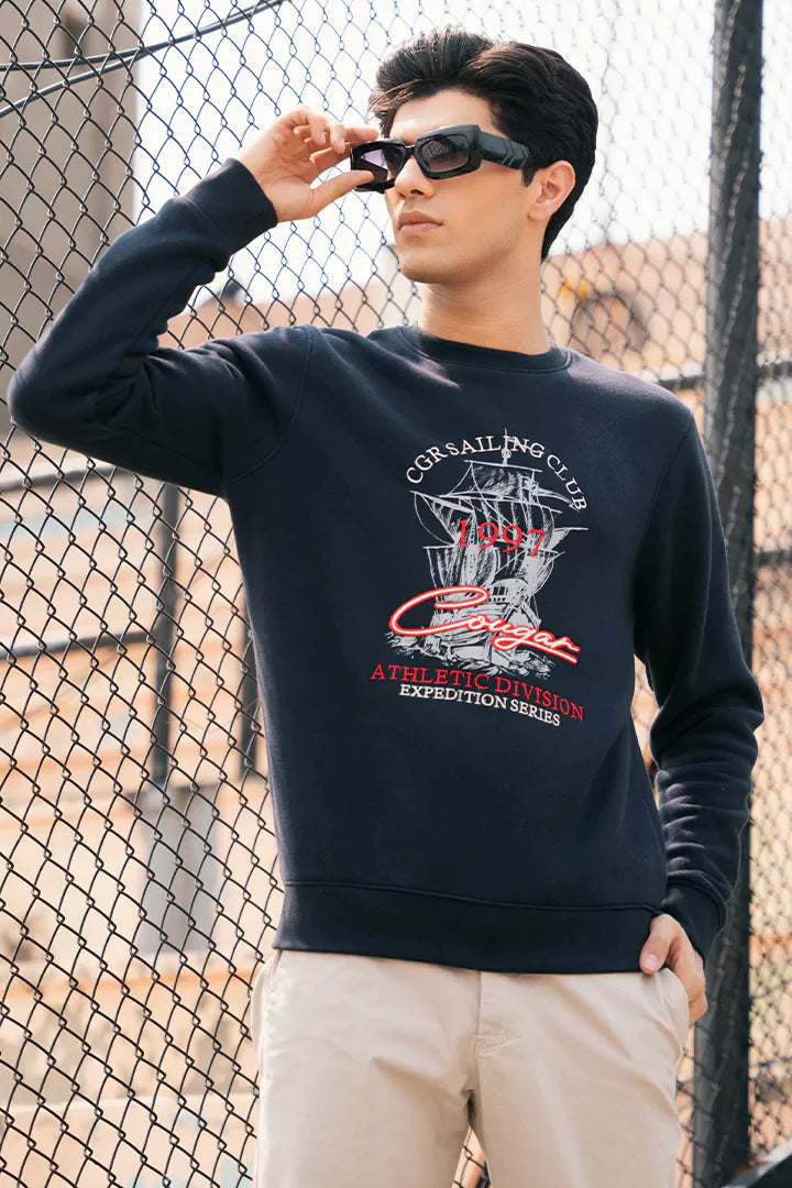Shop Now Navy Sailing Ship Sweatshirt for Men Online