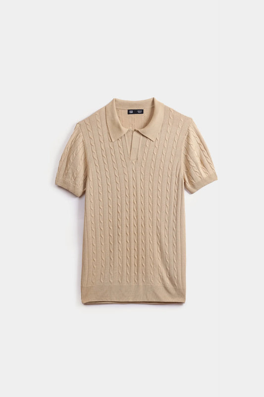 Cable Knit Polo - Cougar Clothing