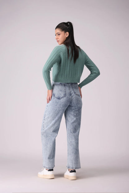 Straight Fit Acid Wash Jeans - Cougar Clothing