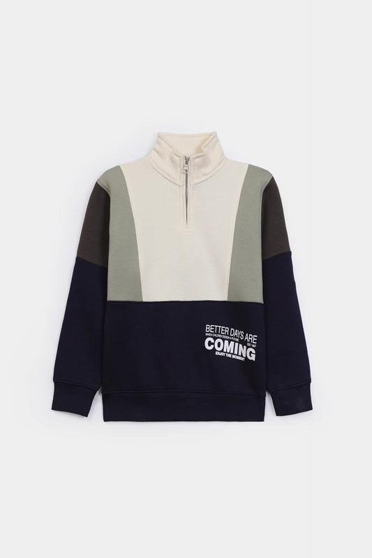 Mock Neck Color Block Sweatshirt - Cougar Clothing