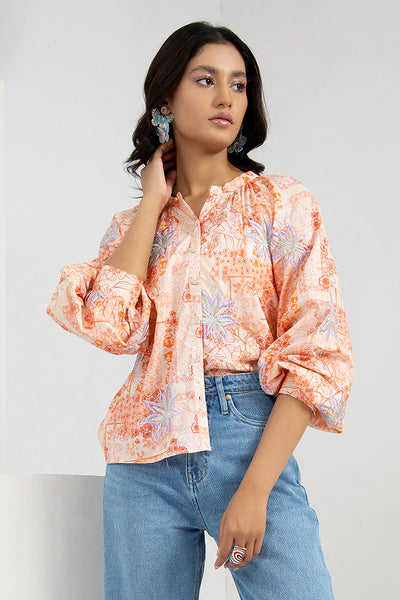 Peach Embroidered Top