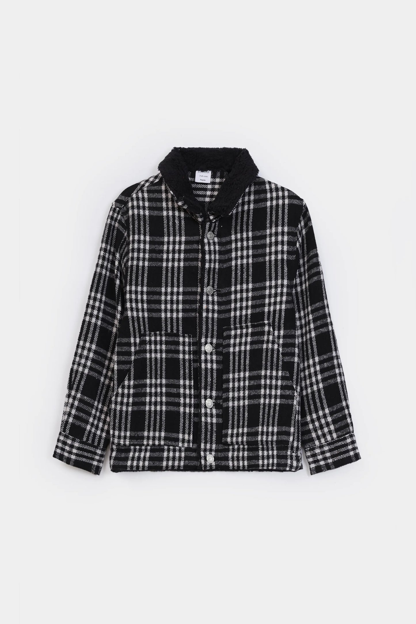 Sherpa Collar Flannel Shacket - Cougar Clothing