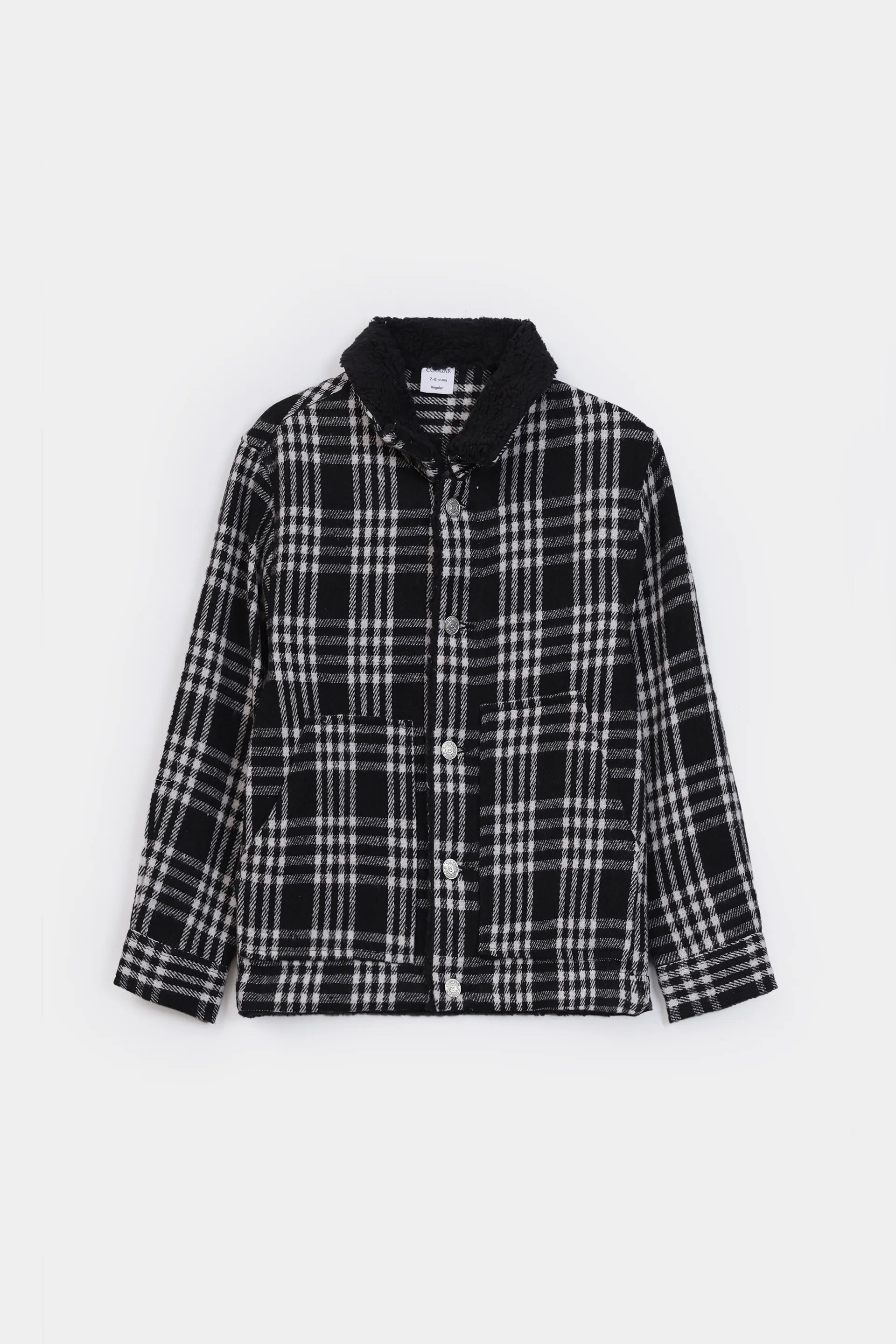 Sherpa Collar Flannel Shacket - Cougar Clothing