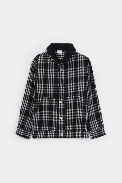 Sherpa Collar Flannel Shacket - Cougar Clothing
