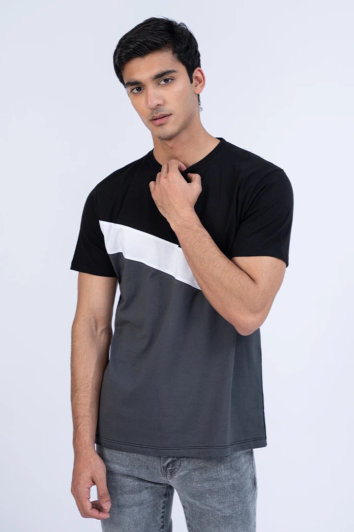 Diagonal Striped Relaxed Fit T-Shirt