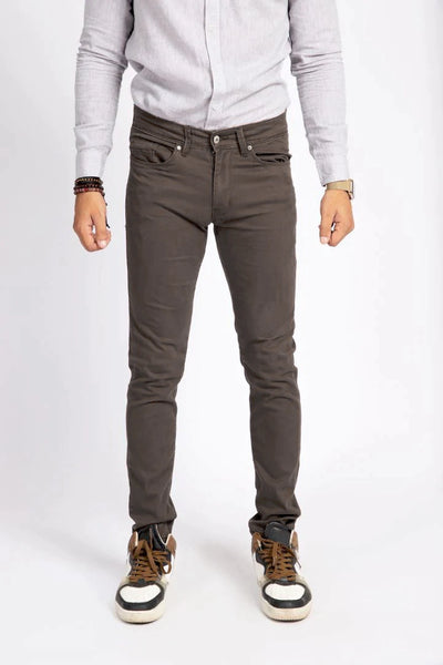 Brown Slim Fit 5-Pocket Pants