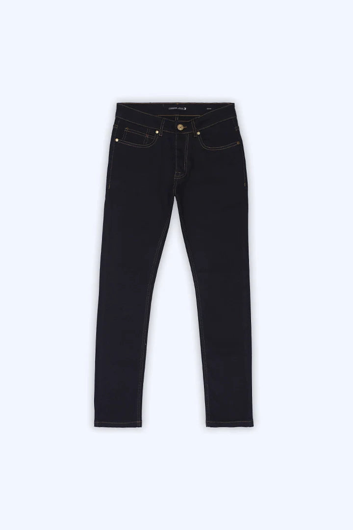 Black Contrast Stitch Slim Fit Jeans