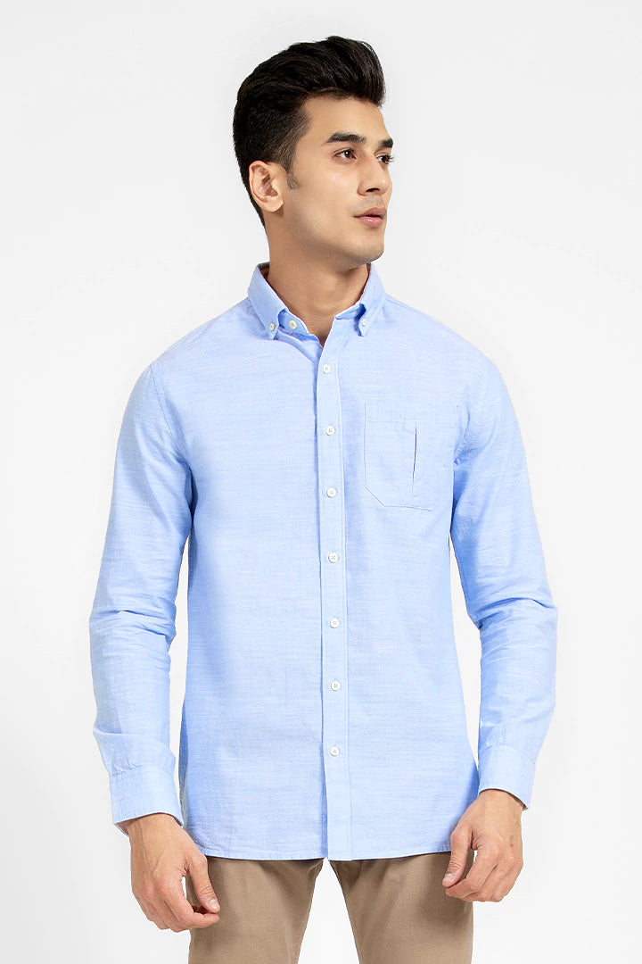 Sky Blue Single Pocket Casual Shirt