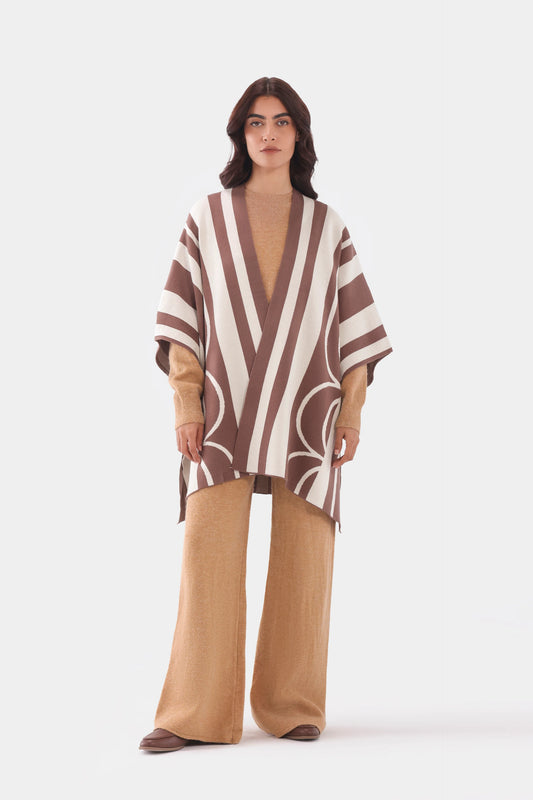 Abstract Knit Cape Shawl