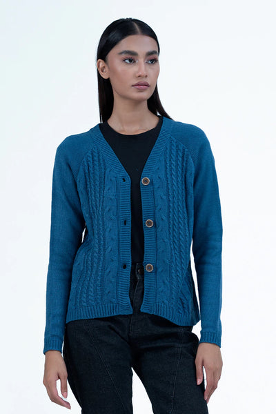 Turkish Blue Button Down Cardigan