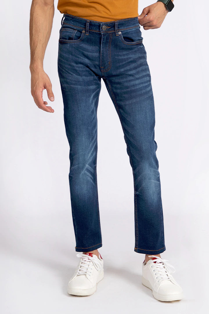 Dark Blue Faded Slim Fit Denim