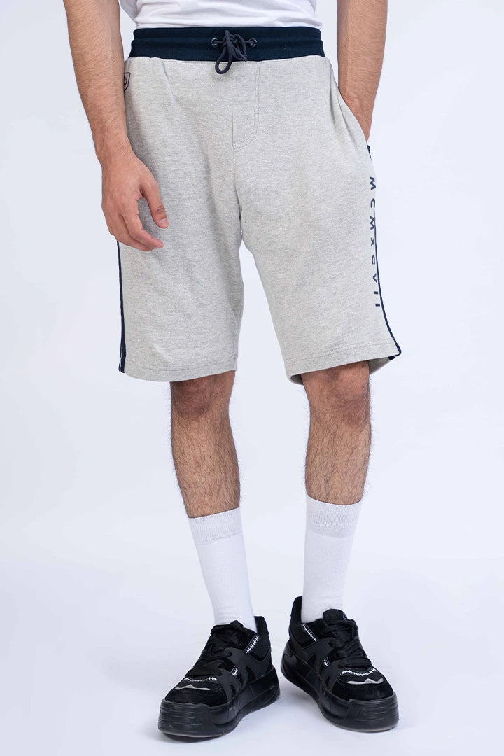 Contrast Waistband Grey Shorts