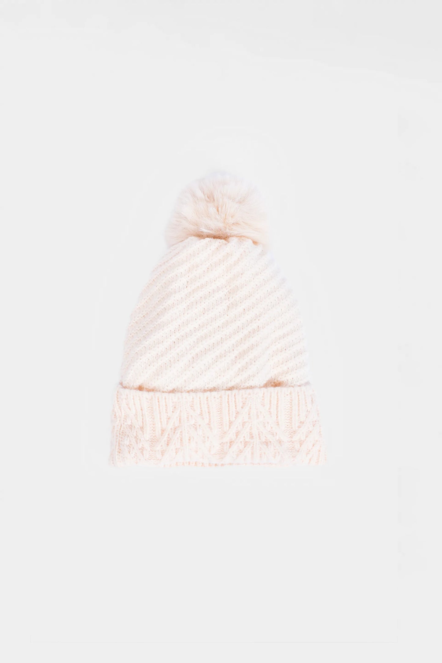 Textured Knit Pom-Pom Beanie - Cougar Clothing