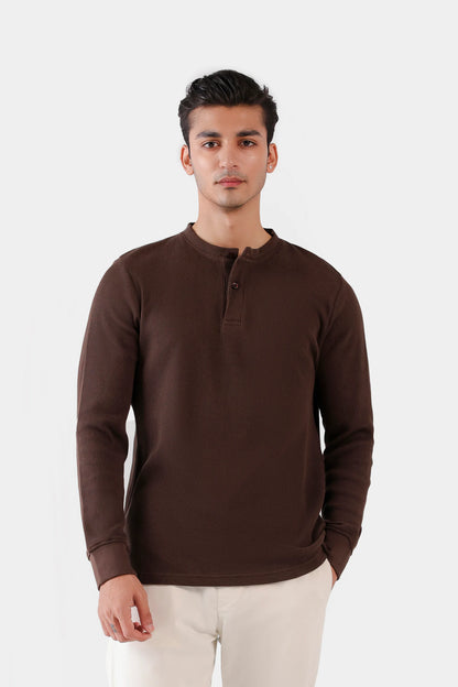 Waffle Knit Henley T-Shirt - Cougar Clothing