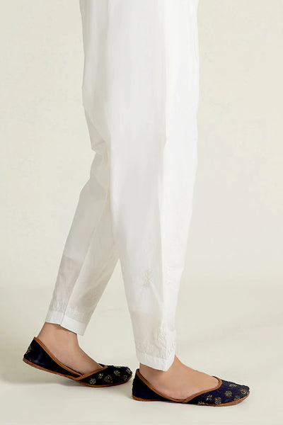 Embroidered White Belted Shalwar