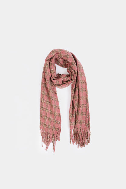 Contrast Check Pattern Knitted Shawl - Cougar Clothing