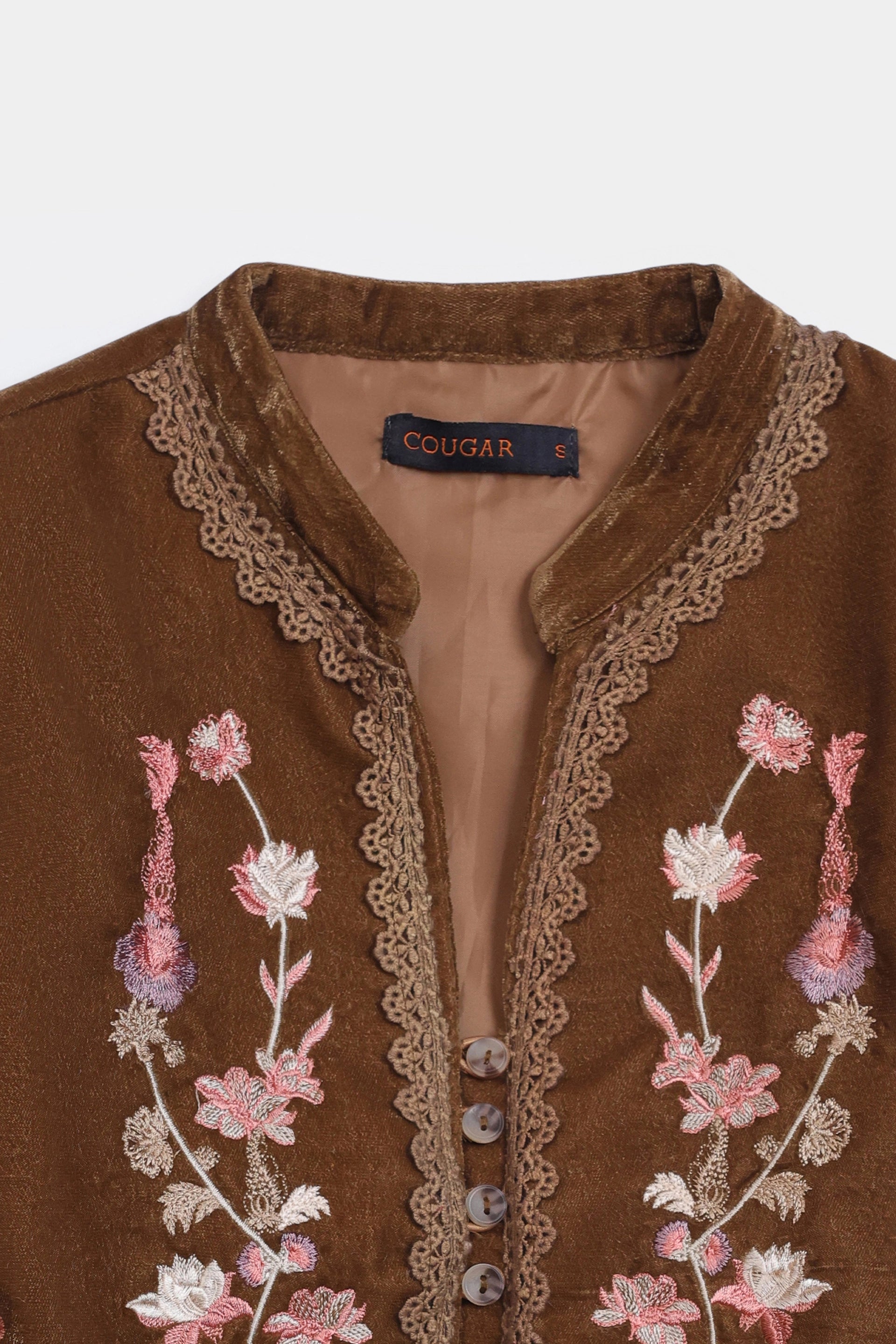 Embroidered Velvet Vest - Cougar Clothing