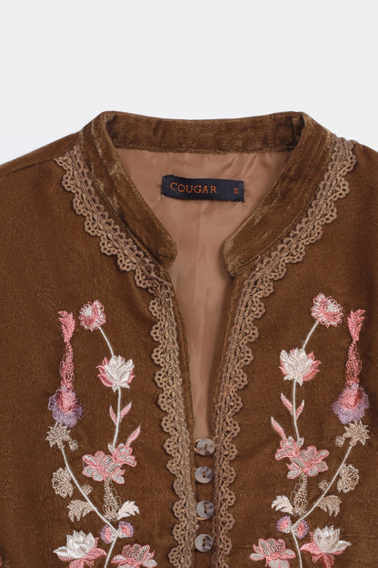 Embroidered Velvet Vest - Cougar Clothing