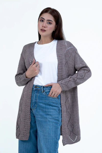 Gray Lilac Knitted Cardigan