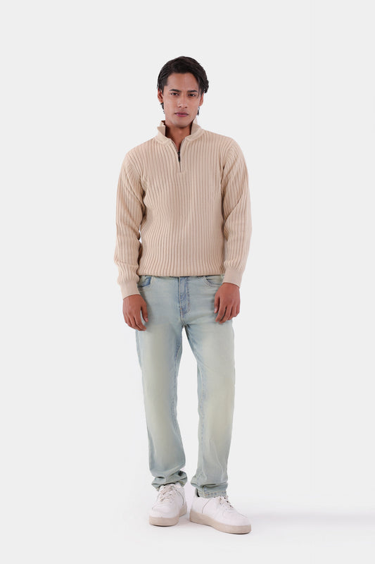 Rib Knit Quarter Sweater