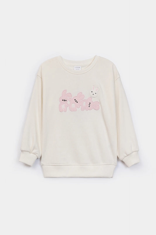 Terry Sweatshirt With Bunny Appliques - Cougar Clothing