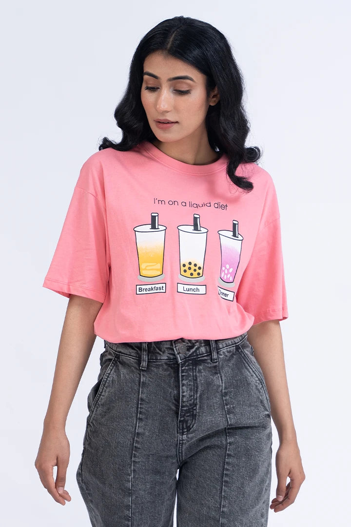 Pink Oversized Graphic T-Shirt