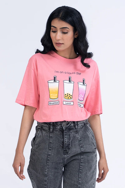 Pink Oversized Graphic T-Shirt