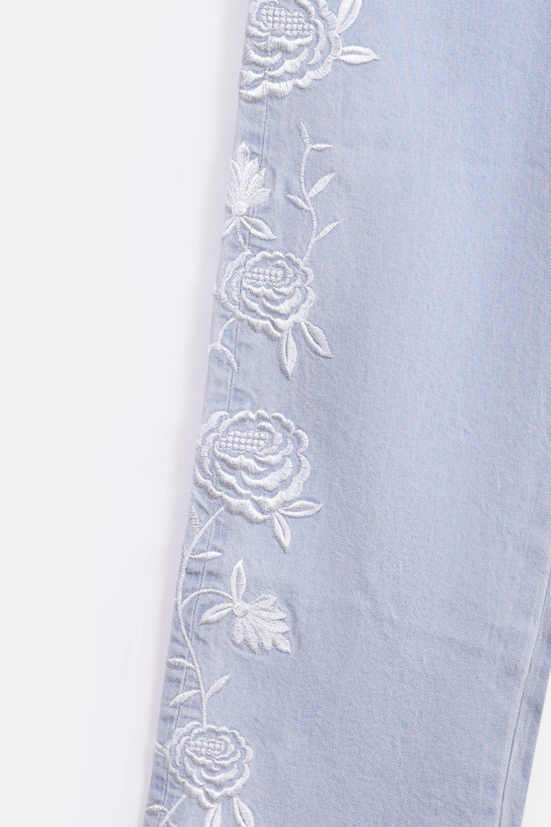 Straight Wide Leg Embriodered Jeans - Cougar Clothing