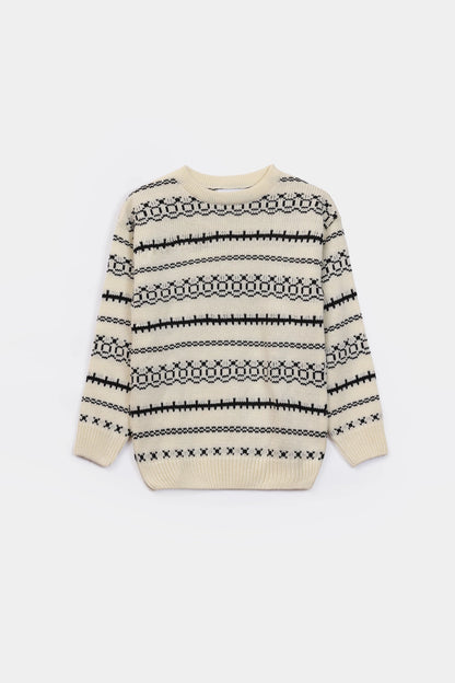 Contrast Pattern Knit Sweater - Cougar Clothing